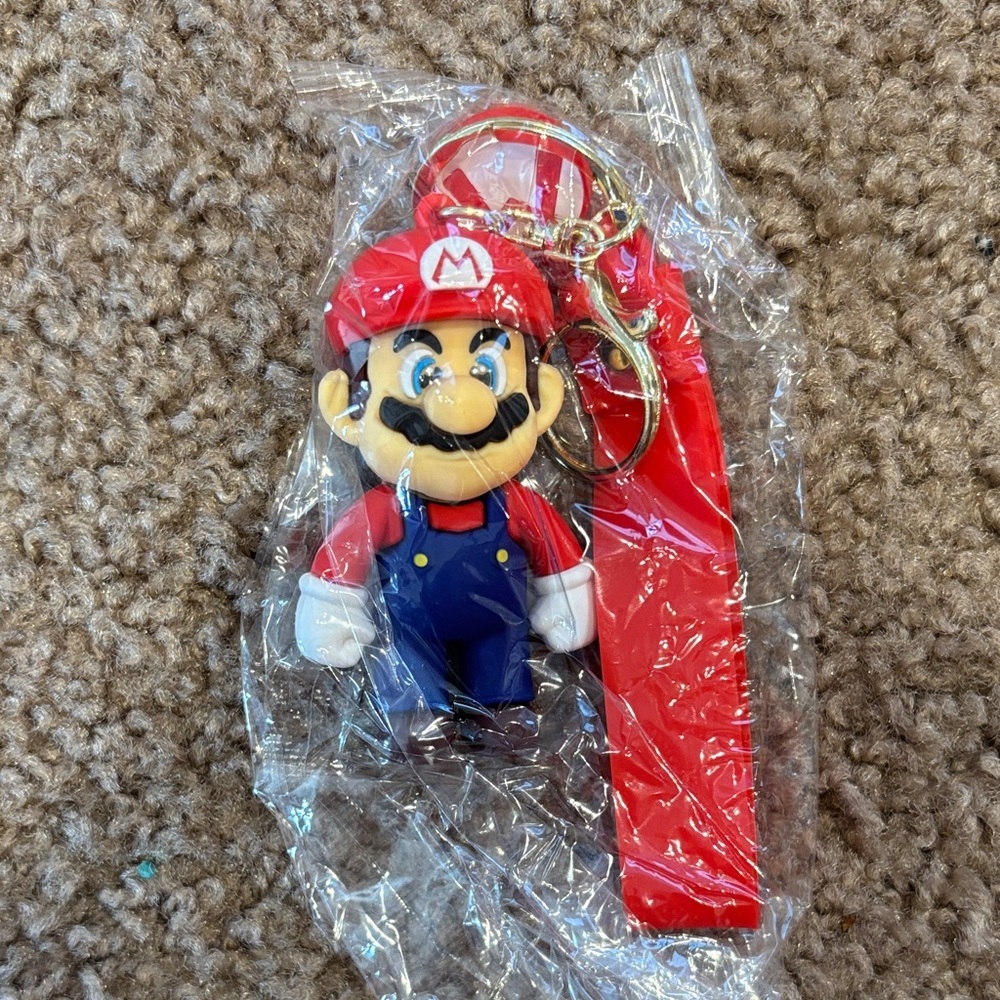 New Super Mario Keychain with Red Strap